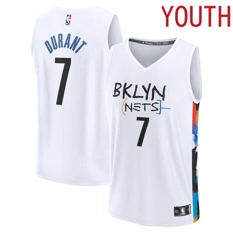 Youth Brooklyn Nets #7 Kevin Durant Fanatics Branded Silver City Edition 2022-23 Fastbreak NBA Jersey